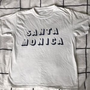 Brandy Melville White Santa Monica Baby Tee